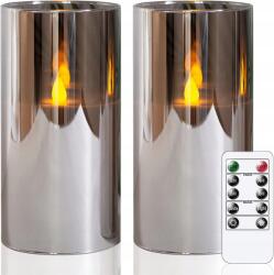  Vtobay 2 db-os Lángmentes Led gyertya szett, Üveg, Szürke (B0C18PNZ5V)