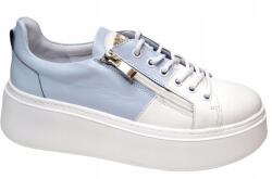 DAMISS DS-711 sportcipő fehér+kék platform bőr lico méret39 (DS-711-B-B)