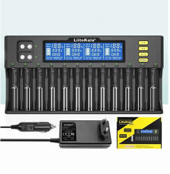 LiitoKala Lii-S12 tizenkét töltőcsatornás 18650 LCD Lithium-Ion Li-Ion akkumulátor/cella töltő