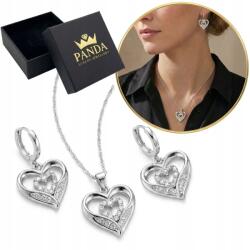 Panda Luxury Jewellery Nemesacél szív ékszer szett Strasszok Ajándék Valentin napra (Biżuteria dla dziewczyny mamy babci żony)