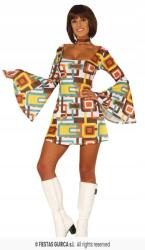 Fiestas Guirca Disco ruha, színes kockás, hippi, 70-es, 80-as évek, L (KG/9081K2/L)