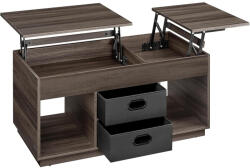 VASAGLE Dohányzóasztal, felemelhető asztallapos dohányzóasztal 2 fiókkal és rejtett rekesszel, hamvasbarna