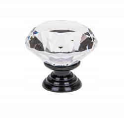 Bútorgomb Kristály gyémánt fekete alap 30mm (brylant)