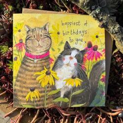  Születésnapi bérlet 2 macska virágokkal