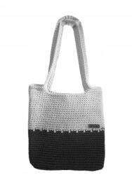  Fehér-szürke Kézitáska Handmade Crotchet Elegáns Négyzet Alakú Horgolt