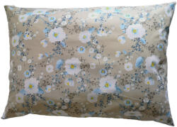  Pamut félpárna huzat - 70x50cm méretben szürke-kék virág mintával