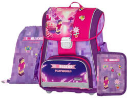 KARTON P+P OXY Premium csatos iskolatáska szett tolltartóval és tornazsákkal, Playworld Girl, rózsaszín-lila (KPP-0-90326) - officetrade