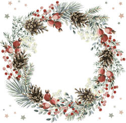 Karácsonyi Wreath on White szalvéta 20 db-os 33x33 cm (PKK051959)