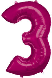  Rózsaszín Pink óriás szám fólia lufi 3-as, 88x53 cm (DPA9907281) - eking