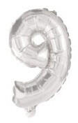  Ezüst Silver 9-es szám fólia lufi 10 cm (PNN91547) - eking