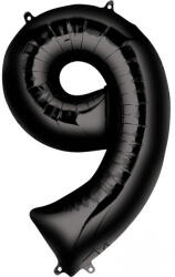  Fekete Black óriás szám fólia lufi 9-es, 86x55 cm (DPA3014801)