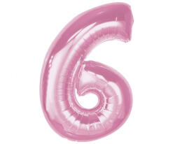  Rózsaszín 6-os Light Pink szám fólia lufi 92 cm (MLG195637) - eking