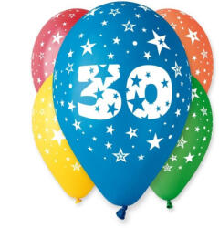  Happy Birthday 30 Star léggömb, lufi 5 db-os 12 inch (30cm) (MLG301953) - eking
