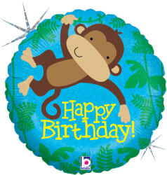  Happy Birthday Monkey Buddy Holo fólia lufi 46 cm (GBB36148H) - eking