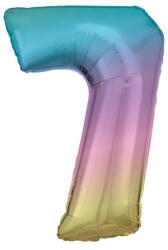  Színes Pastel Rainbow óriás szám fólia lufi 7-es, 83 cm (DPA9909705) - eking