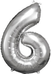  Ezüst Silver óriás szám fólia lufi 6-os, 86x58 cm (DPA9906291)