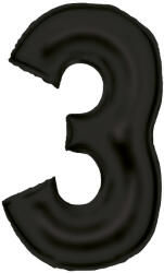  Fekete Lustre Black 3-as szám fólia lufi 86 cm (DPA9917305) - eking Lufi