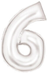  Fehér Lustre White 6-os szám fólia lufi 86 cm (DPA9917298) - eking