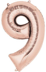  Színes Rose Gold óriás szám fólia lufi 9-es 86x55 cm (DPA3622001) - eking