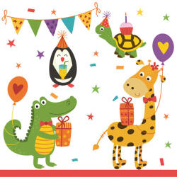  Állatos Cute Party szalvéta 20 db-os 33x33 cm (PKK054691) - eking