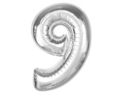  Ezüst 9-es Silver szám fólia lufi 92 cm (MLG189667) - eking