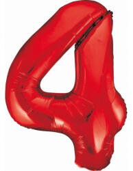  Piros 4-es Red szám fólia lufi 85 cm (MLG120608) - eking