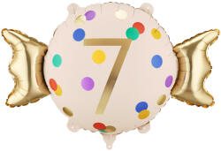  Fólia lufi szám 7, bézs-arany, 61x37 cm, szívószállal (FB387-7)