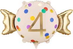  Fólia lufi Szám 4, cukorka design, bézs-arany, 61x37 cm (FB387-4)