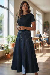  Szara sötétkék farmer szoknya