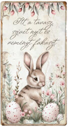  Nyomtatott fa tábla - Húsvéti RSZ téma 13x24, 3cm - csinaldmagadshop