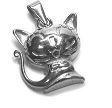  Medál orvosi acélból cica, macska: Ezüst