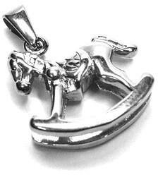  Medál orvosi acélból hintaló, lovacska: Ezüst