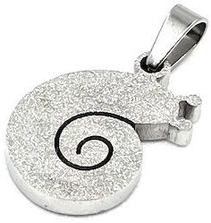  Rozsdamentes medál csiga, nyakláncra csiga: Gyöngyházas