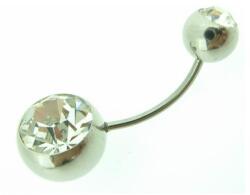  Banán piercing acél és fehér cirkon