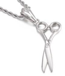  Rozsdamentes acél olló medál borbélynak, fodrásznak: Ezüst