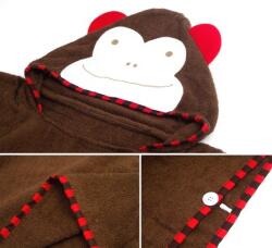  Gyermek fürdő törölköző, poncsó süsüvel, majmocska motívummal, majom: Majom Barna