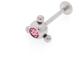  Orr piercing orvosi acélból és rózsaszín cirkon