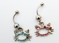  Cica medálos köldök piercing