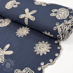  Pamutvászon EMBROIDERY Sea ornaments navy