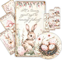  Nyomtatott fa tábla Húsvéti RSZ téma - OKOSÁR 11db/csomag - dekorációhoz és koszorúhoz