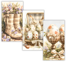  Nyomtatott dekorkarton -Húsvéti pasztell téma táblák 3db/csomag - dekorációhoz és koszorúhoz