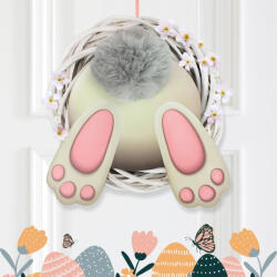  Nyomtatott dekorkarton - Nyuszi popi szürke 20cm - dekorációhoz és koszorúhoz