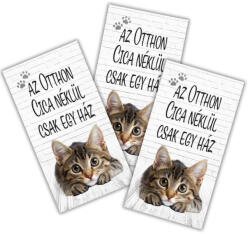 Nyomtatott dekorkarton - Az otthon cica nélkül 3db/csomag - dekorációhoz és koszorúhoz
