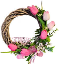  Tavaszi dekoráció - Rózsaszín Tulipánkoszorú - Csináld Magad Csomag - tavaszi DIY projekthez