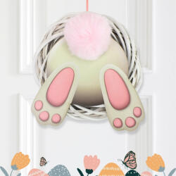  Nyomtatott dekorkarton - Nyuszi popi rózsaszín 20cm - dekorációhoz és koszorúhoz