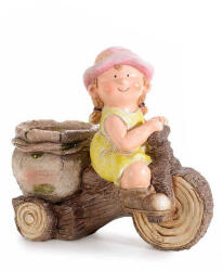 Decorer Figurina Fetita cu ghiveci flori polirasina multicolora cm 26, 5 x 12, 5 x 23, 5 H (A55.37.04A)