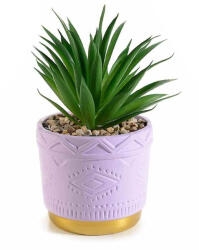 Decorer Planta suculenta artificiala in ghiveci ceramica violet aurie Ø 9 cm x 16 H (A54.45.46D)