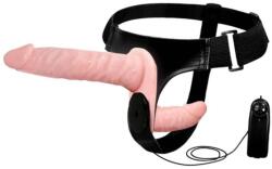 LyBaile Strap-on Dublu Cu Vibratii Ultra Passionate, Natural, 17.5 Cm