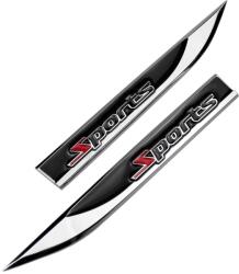  Set 2 embleme auto metalice SPORTS, reliefate 3D, dimensiune 14.6 x 1, 8 cm (AVX-T140723-20)