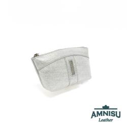 Amnisu Ezüst mintás egy cipzáras egyenes swarovski köves bőr kulcstartó E1001